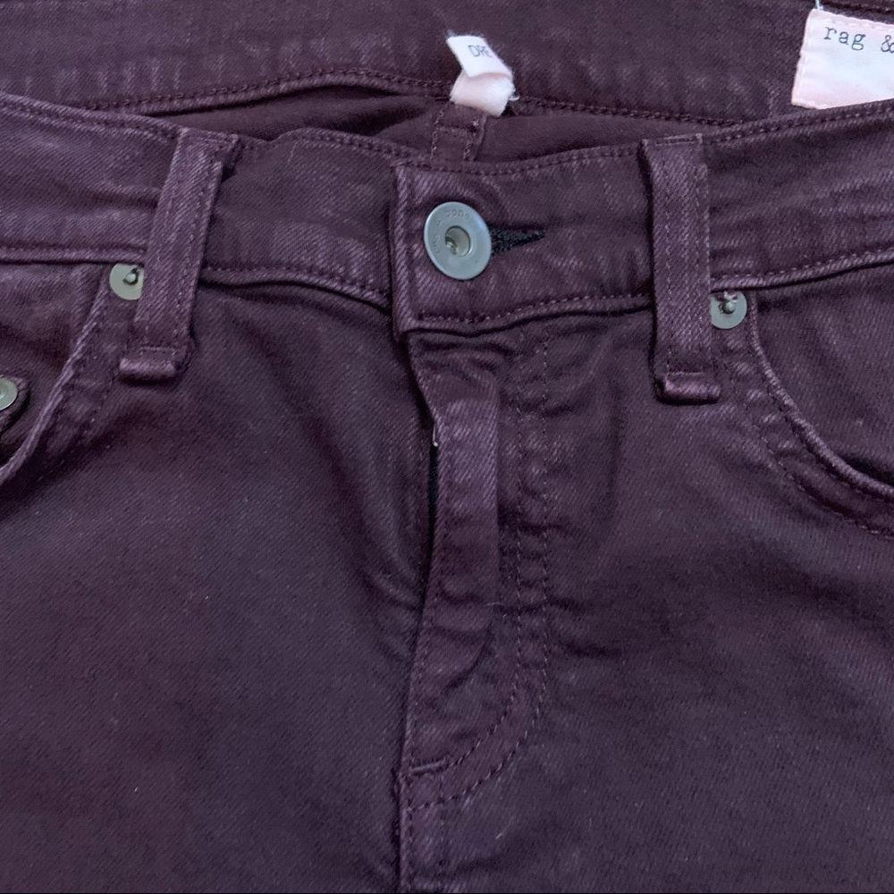 Rag & Bone Dre boyfriend skinny ankle wine colored jeans - Picture 10 of 12